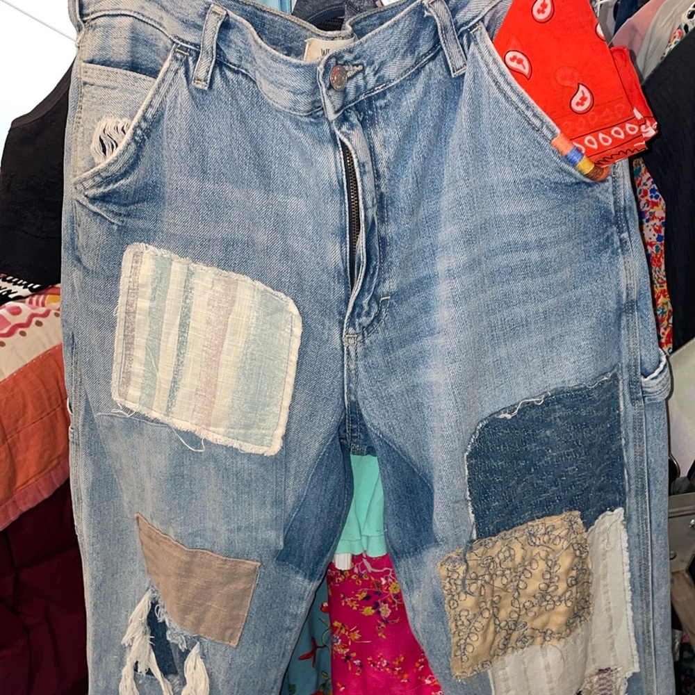 WE THE FREE Patchwork Blue Jeans